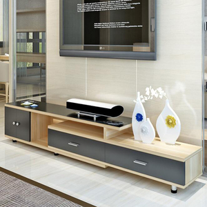 Modern Tempered Glass Wood TV Table Television Stand TV Cabinet With Drawer