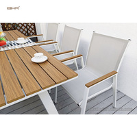 Ensemble de salle à manger extérieur BHR au design européen moderne et imperméable, table en aluminium, fauteuil, mobilier de jardin, cour et patio de villa