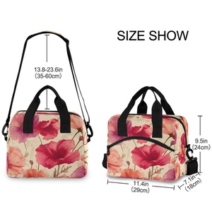 Sac isotherme de pique-nique et de voyage personnalisé hawaïen en polyester rouge à motifs floraux, réutilisable, de haute qualité, 15L - Product Image 3