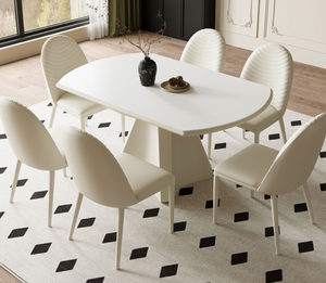 Tavolo <span class=keywords><strong>da</strong></span> Pranzo Moderno Rotondo Allungabile in Legno con Piano in MDF Bianco Lucido per Casa, Hotel, Cucina, Arredamento Salvaspazio - Product Image 4