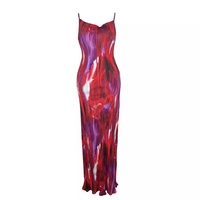 Robes d'été pour femmes, sexy, vintage, style plage russe, imprimées tie-dye, plissées, ajustées, à bretelles, longues, pour les vacances