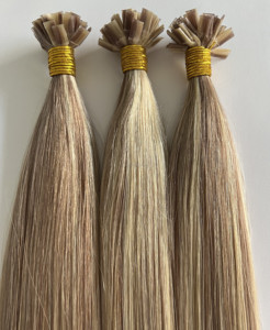 Extensions de <span class=keywords><strong>cheveux</strong></span> humains à pointe plate, blond <span class=keywords><strong>froid</strong></span> et blond chaud, extensions à pointe kératine, pleines de la racine aux pointes - Product Image 4