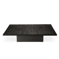 Table basse en bois de manguier de style industriel, finition en bois noir, table centrale en bois massif pour salon, meubles de maison, export
