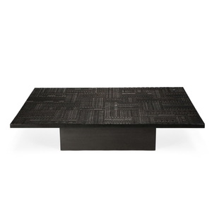 Mesa de Centro de Madera de Mango Estilo Industrial con Acabado Negro, Mesa de Madera Sólida para Sala de Estar, Muebles para el Hogar, Exportación - Product Image 1