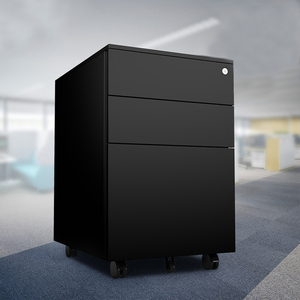 Metal Steel 3 Drawer Filing Three Movable Office Furniture A4 File Mobile Pedestal Small Official Storage Cabinet