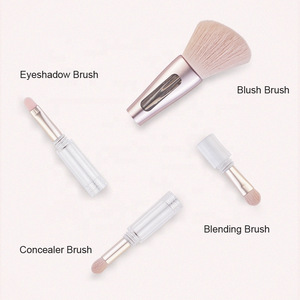 Ensemble de pinceaux de maquillage personnalisable 4-en-1 à double tête détachable pour eye-liner, lèvres, couvrance, poudre, blush et yeux, végétalien et non cruin. - Product Image 4