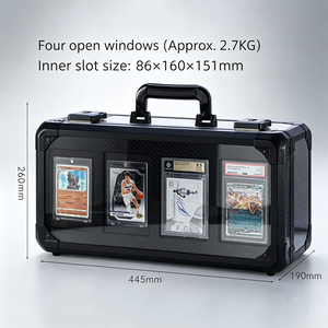 Custodia per carte sportive a 2, 3 o 4 file, in alluminio, con finestra di visualizzazione e lucchetto TSA, per carte collezionabili e carte graduate, scatola portaoggetti - Product Image 6