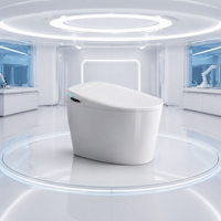 WC intelligent avec bidet intégré, en céramique, monobloc, avec siège chauffant, chasse d'eau automatique, sécheur d'air et télécommande