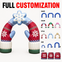 Arche gonflable sur mesure sur le thème de la neige et de l'hiver, avec gants et décorations, pour promotion de Noël, carnaval, vacances et comme arrière-plan photo pour activités sur le thème de la glace et de la neige