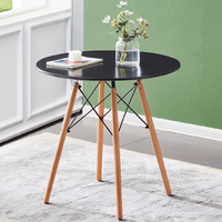 Petit siège moderne en plastique nordique bleu blanc tulipe pieds en bois ensemble de table à manger personnalisé 4 chaises pour salle à manger