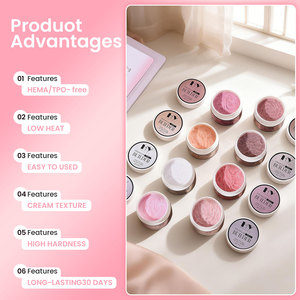 Gel de Extensión de Uñas Hanyi HEMA Free TPO Free de Textura Cremosa y Baja Temperatura, 9 Colores, Duración de <span class=keywords><strong>30</strong></span> Días, Gel Duro Personalizado OEM - Product Image 5