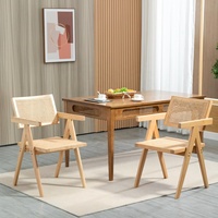 Chaise de salle à manger nordique de haute qualité en cannage, fauteuil en bois massif fait main, style européen moderne, écologique et durable pour la maison et le bureau