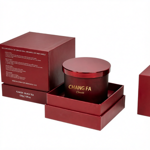 Boîte cadeau de bougie parfumée mate en matériaux recyclés écologiques, emballage en carton rigide personnalisé de luxe vide avec couvercle et base - Product Image 1
