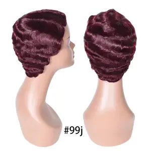 cheaper 100% human hairs wigs highlight wigs machine made 130% density human hair short wigs for black women