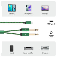 Cable de audio tipo C a doble AUX de 6,35 mm, transmisión Hi-Fi sin pérdidas para mezcladores y amplificadores de potencia