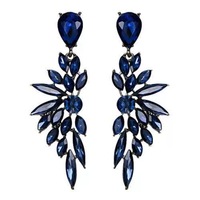 Pendientes Largos de Cristal con Diseño Geométrico Exagerado, con Pedrería, Chapados en Oro de 18K, Aleación de Zinc, para Baile de Graduación o Boda