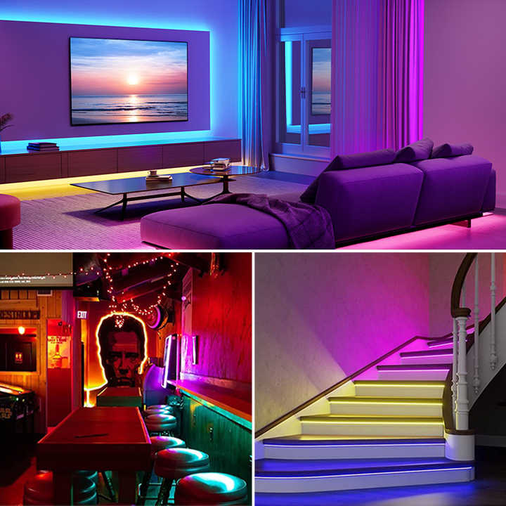 product-1-1 Colorful DC24V 14W 576LEDS Ultra Thin COB LED Strip Lights For Home Decor RGB High Density Uniform LED Tape