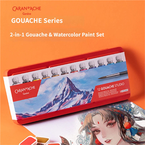 CARAN D'ACHE pour ensemble de peinture aquarelle et <span class=keywords><strong>gouache</strong></span> pour débutants, enfants, élèves de maternelle/primaire, pinceaux - Product Image 2