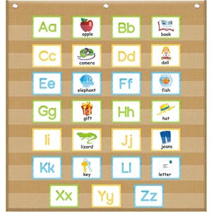 Tablero de letras de arpillera con 7 bolsillos, magnético, para montar en la pared, para uso en el aula o en el hogar, diseño rústico para el regreso a clases - Product Image 1
