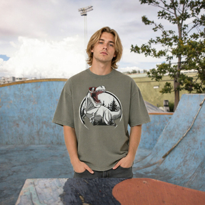 Camiseta Extra Grande para Hombre, Estilo Vintage, Lavada, con Estampado de Dinosaurio, Algodón, Streetwear, Logotipo Personalizado, Gráfico - Product Image 3
