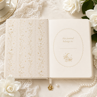 Carnet de notes LABON de luxe en cuir PU crème Gardenia Moon Journal, avec feuille d'or céleste, carreaux pointillés, personnalisable, vente en gros