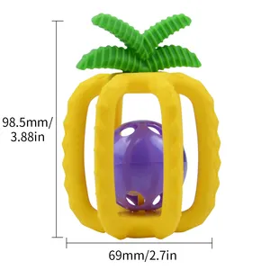 Neue benutzer definierte BPA-freie Silikon Baby Beißring Ananas Frucht gummi Baby Silikon Beißring