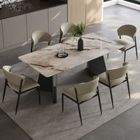 Table à manger carrée en pierre frittée italienne de luxe, moderne, écologique, avec pieds en acier carbone assemblés, 6 places, appartements, maisons