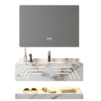 Miroir LED mural moderne pour table de toilette, double couche, résistant à l'eau, écologique, garantie 5 ans, en céramique, pour hôtel