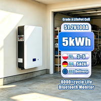 Stock suffisant de cellules de batterie Lifepo4 5kWh 3.2v avec système hors réseau, batterie lithium-ion complète 51.2v pour système solaire domestique