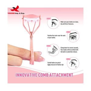 Rizador de Pestañas Rosa FENGFLY con Peine, Precio Bajo por Compra Combinada, Herramienta para Extensiones de Pestañas DIY, Rizador de Pestañas con Cepillo y Peine - Product Image 6