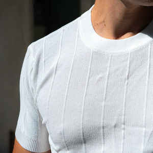 Maglietta estiva <span class=keywords><strong>da</strong></span> uomo a manica corta a maglia tinta unita maglione a maniche corte traspirante in fibra chimica camicie a maniche corte <span class=keywords><strong>da</strong></span> uomo - Product Image 2