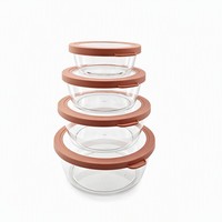 Lot de 4 contenants alimentaires ronds emboîtables avec couvercles hermétiques, sans BPA, tailles assorties, empilables