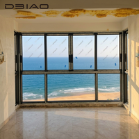 Ventana Corredera Horizontal de Aluminio Negra Moderna Modelo DBIAO 126, Doble Acristalamiento, Aislamiento Acústico para Exteriores de Hotel, Gran Venta