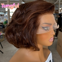 Wig Rambut Manusia Asli Vietnam Berlapis Keriting dengan Lace Front, Kepadatan 300%, Pre Plucked, Hairline Alami, Bleached Knots, Wig Tanpa Lem