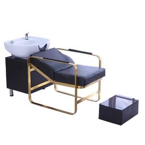Lit de lavage pour salon de coiffure, Lit de lavage exclusif pour salon de coiffure, Chaise de lavage, Lit de lavage en acier inoxydable, Bac en céramique, Salon de coiffure - Product Image 4