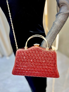 Nouvelles pochettes de soirée scintillantes <span class=keywords><strong>en</strong></span> strass, sac à main <span class=keywords><strong>en</strong></span> cristal perlé doré, pochette à chaîne détachable, sac de luxe orné de diamants pour soirée romantique - Product Image 6