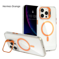 Coque de téléphone magnétique transparente anti-jaunissement pour iPhone 16 15 14 Pro Max, compatible avec la charge sans fil, antichoc, avec béquille pour appareil photo