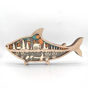 Décoration d'intérieur à succès, œuvre d'art lumineuse LED 3D, ornements de poisson de la famille <span class=keywords><strong>des</strong></span> animaux, formes en <span class=keywords><strong>bois</strong></span>, artisanat - Product Image 6