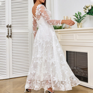 093 Nuevos Vestidos de Novia de Lujo, Vestidos de Novia Largos y Elegantes con Encaje Sexy y Cola Larga - Product Image 3