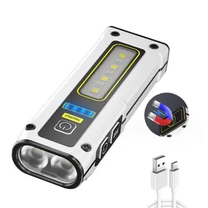 Waterproof USB C Rechargeable Pocket Mini LED Keychain Flashlight Magnetic Small Portable Powerful EDC Flashlight