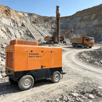Compresseur d'air mobile diesel à vis 550/13 monté sur remorque, 13 bars, 132 kW, pour forage DTH, sablage et construction routière