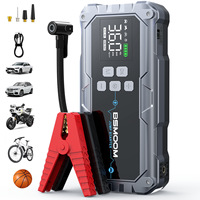 Batterie tout-en-un 4-en-1 pour voiture et moto avec pompe à air numérique 12V démarreur intelligent multifonction et écran LCD