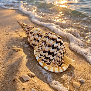 เปลือกหอยทริทอนขัดเงาธรรมชาติขนาดใหญ่ รุ่น Charonia Tritonis เป็นมิตรกับสิ่งแวดล้อม เหมาะสำหรับตกแต่งบ้าน งานฝีมือธีมสัตว์ - Product Image 1