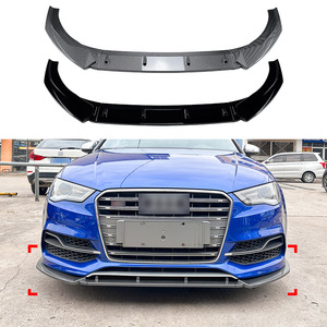 Audi S3 8V Front Bumper Lip Splitter Carbon Fiber Texture ABS 2013-2016 Piano Black - Product Image 1