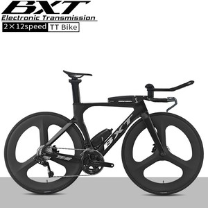 <span class=keywords><strong>Bicicleta</strong></span> Completa de Contrarreloj y Triatlón BXT de Fibra de Carbono con Frenos de Disco, Transmisión Electrónica de 2x12 Velocidades y Ruedas de 3 Radios - Product Image 1