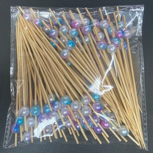 Palillos de Bambú de Colores Surtidos con Diseño de Perlas Naturales Jimao, Palillos Desechables para Fiestas Familiares, Verduras, Frutas, Postres, Masajes, Uso en Bares - Product Image 6