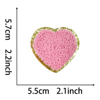 Patchs brodés personnalisés en chenille à bords dorés et pailletés en forme de cœur, patchs brodés pour serviettes, sacs et coques de téléphone