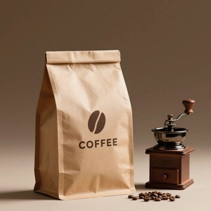 Sacs en papier kraft imprimés sur mesure à fond plat pour grains de café, emballage alimentaire en plastique avec valve, fermeture éclair et lien métallique – Fournisseur en Chine - Product Image 2