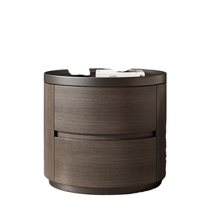 Table de chevet moderne minimaliste de luxe en bois massif à 2 tiroirs, idéale pour appartement et chambre à coucher – Meuble de maison très prisé - Product Image 1