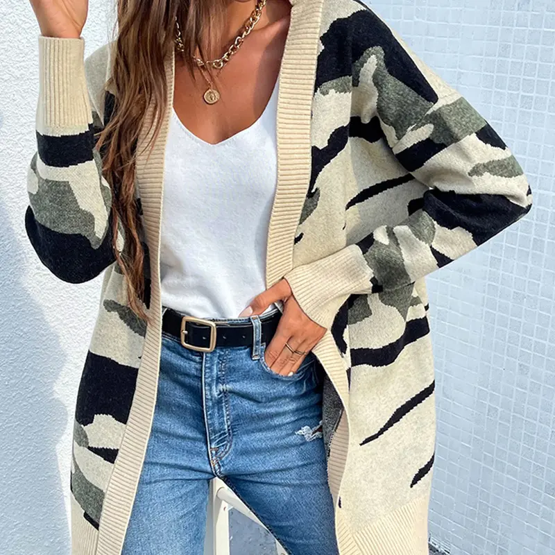 Female Knitwear Jumper 2021 Autumn And Winter New Sweater Women Long Camouflage Sweater Cardigan